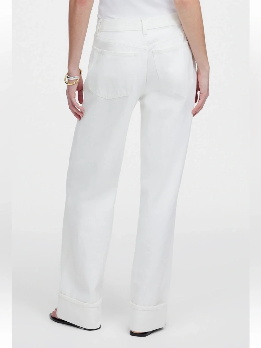 Madewell Low Slung Baggy Jeans Pure White Rigid Wide Leg Relaxed Size 30 NWT